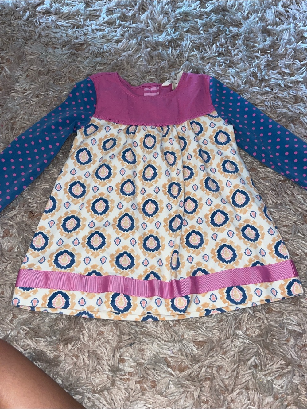 Matilda Jane Pink and Blue Long-Sleeve Patterned Dress